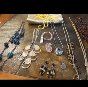 Jewelry lot, 13 pcs w/zippered travel bag